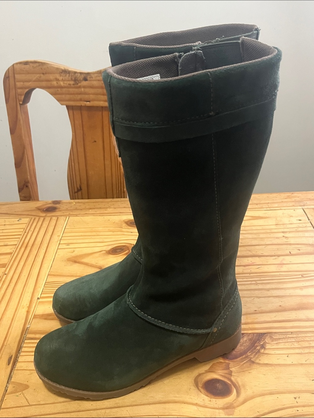 Eddie Bauer Trace Boots Tall Suede in Dark Green Waterproof - Picture 8 of 9